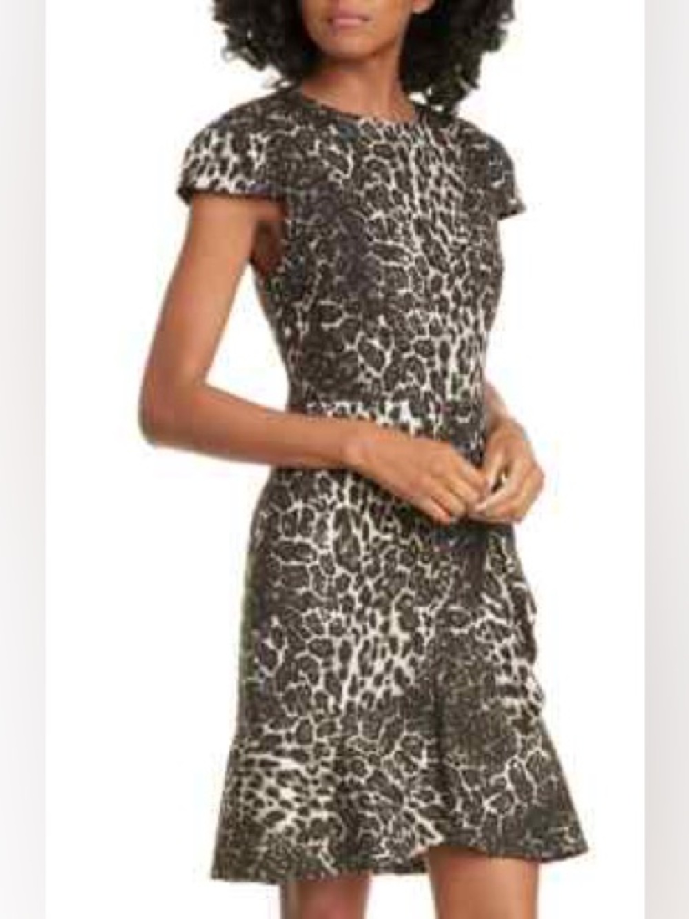 Alice + Olivia Leopard Print Kirby Ruffled Fit-and-Flare Dress